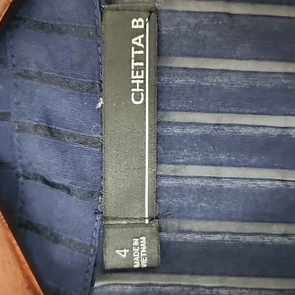 Chetta B Navy Knee Length Shirt Dress Size 4 - Picture 3 of 11